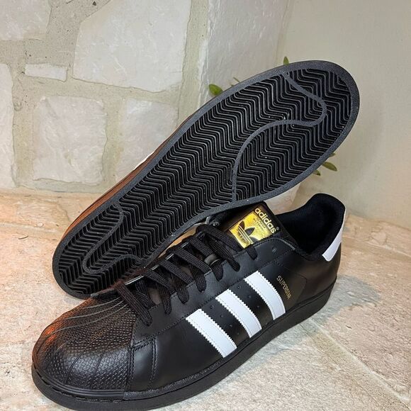 Adidas Originals superstar black/white turtle shell sneakers sz 18 - Picture 4 of 7